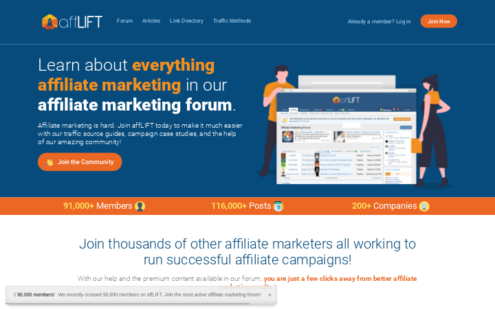 Screenshot of affLIFT Homepage