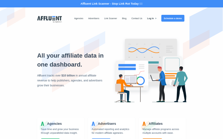 Screenshot of Affluent Homepage