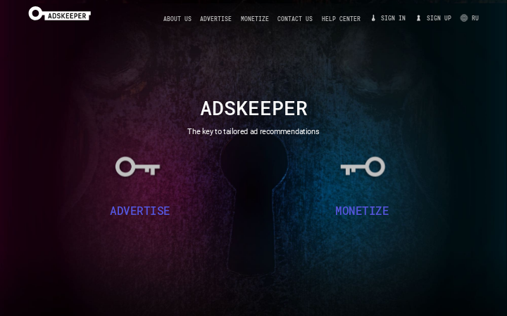 Screenshot of the Adskeeperwebsite