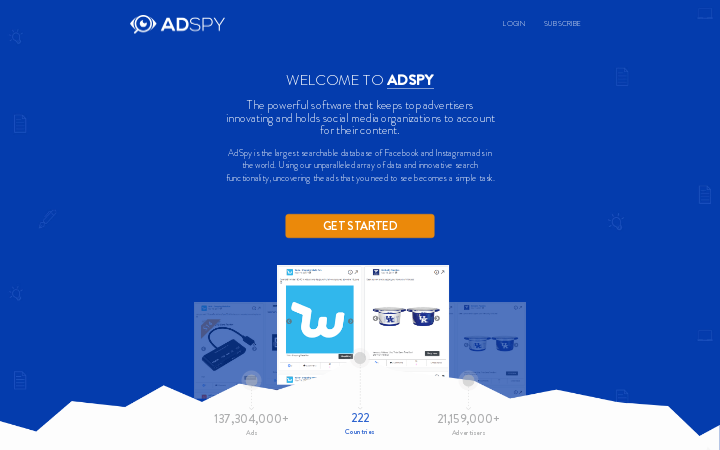 Screenshot of AdSpy Homepage