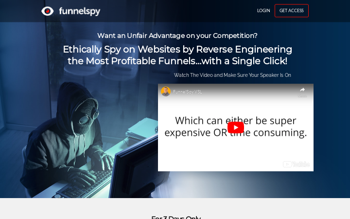Screenshot of FunnelSpy Homepage