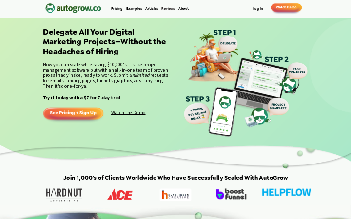 Screenshot of AutoGrow Homepage