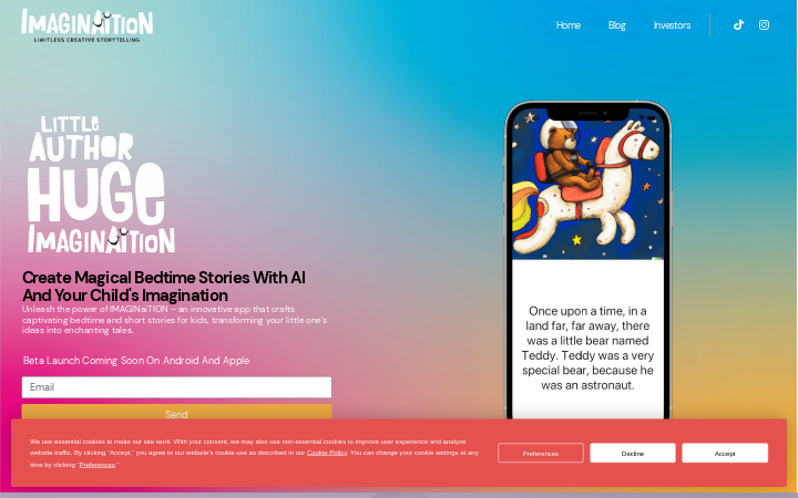 Screenshot of IMAGINaiTION Homepage