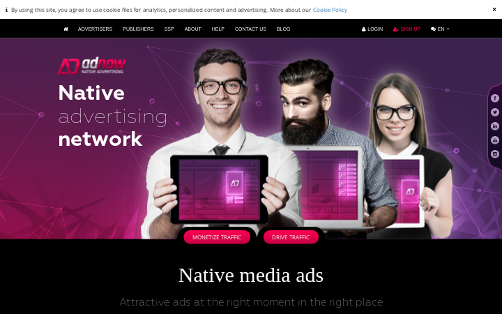 Screenshot of AdNow Homepage