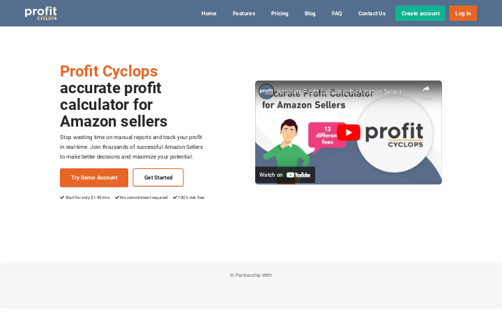 Screenshot of the Profit Cyclopswebsite