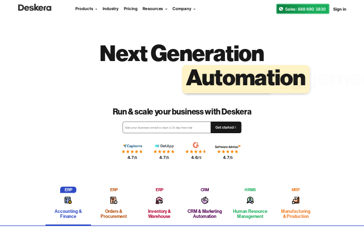 Screenshot of the Deskerawebsite