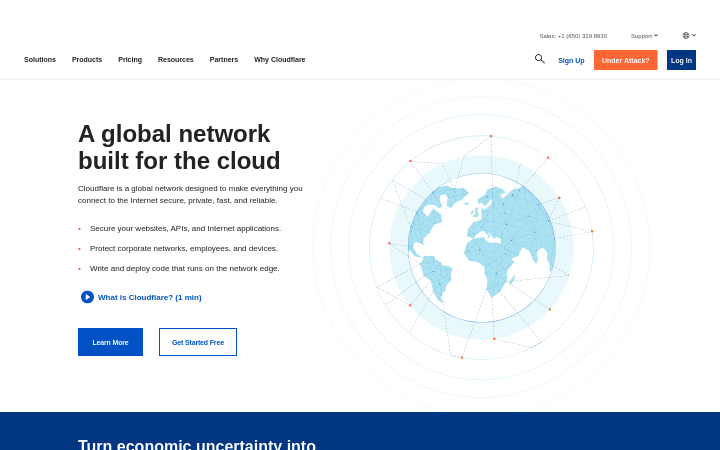 Screenshot of the Cloudflarewebsite