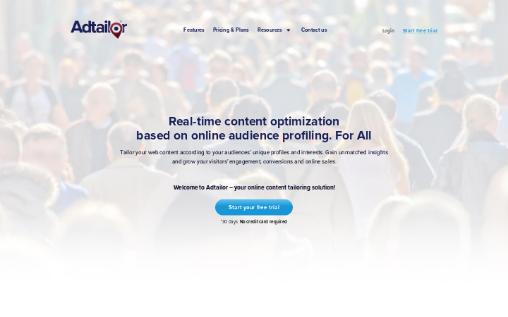 Screenshot of the Adtailorwebsite