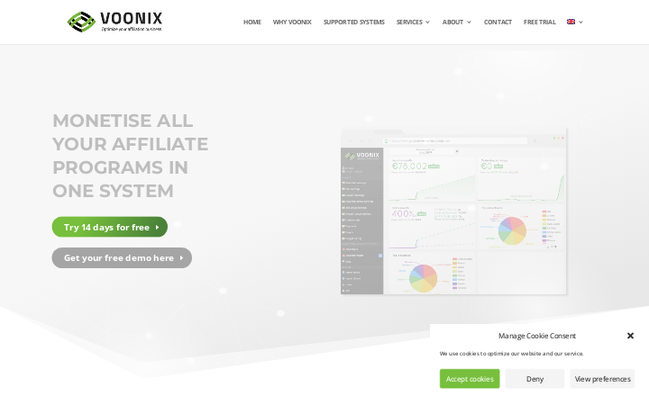 Screenshot of the Voonixwebsite