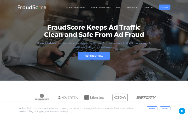 Screenshot of FraudScore Homepage