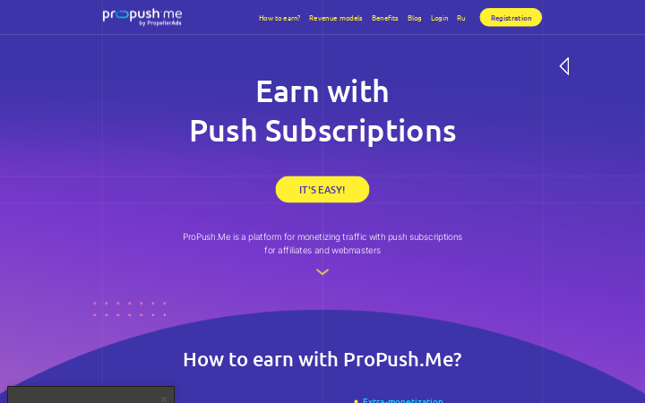 Screenshot of ProPush Homepage